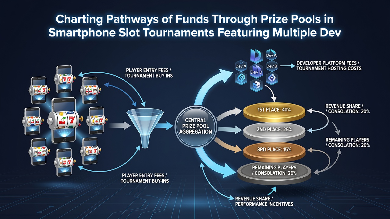 Illustration der Transaktionspfade und Preis Pool Verteilungen in Smartphone Turnieren
